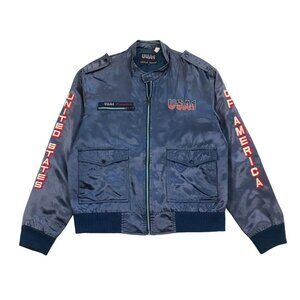 Vintage Style Auto 1984 USA 1 Los Angeles Satin Racing Jacket Medium M Bomber